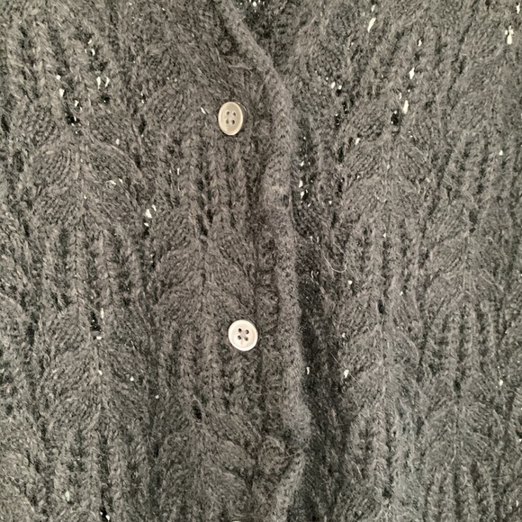 Ann Taylor wool blend crochet black cardigan with velvet tie size S. EUC. - Picture 4 of 8